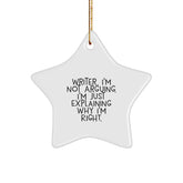 Funny Writer Gifts from Friends for the Writer - Writer Star Ornament, Star Shaped, White Color, Christmas Unique Gifts - Image 1